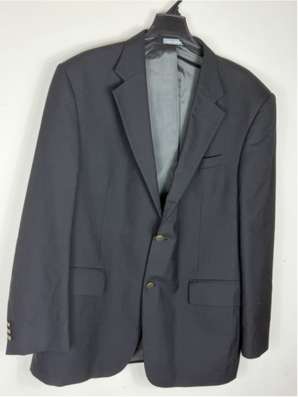 Oscar de la Renta Jacket 46R Black 100% Wool Single Breasted Sport Coat